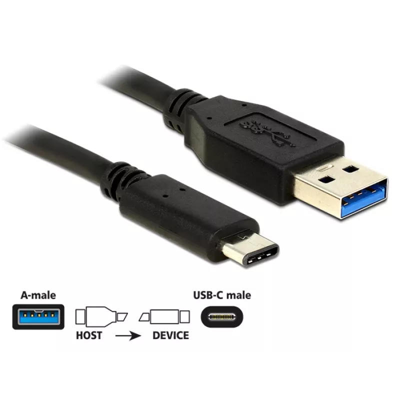 USB-kaapeli DeLOCK 0,5 m USB3.1-C/USB3.1-A