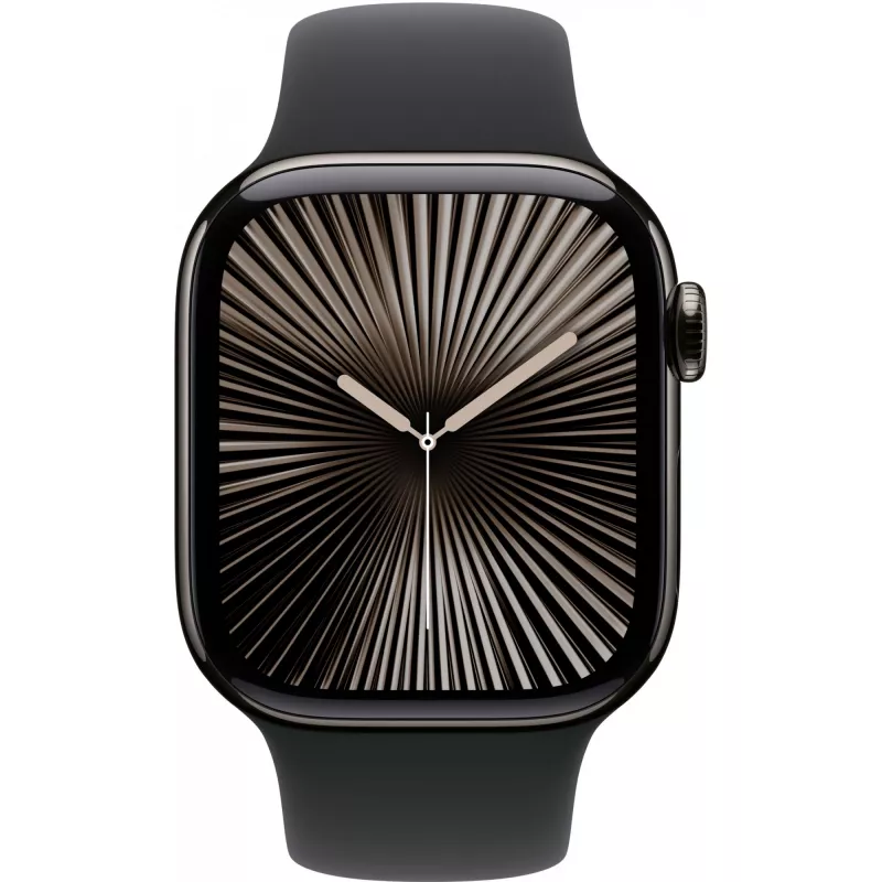 Apple Watch S10 Slate titaani Sportband musta - M/L GPS + Cellular 42mm MWXH3QF/A 2024