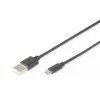 Assmann USB-liitäntäkaapeli, tyyppi A - Micro B, M/M, 1,0 m, USB 2.0 yhteensopiva, UL, musta (AK-300127-010-S)