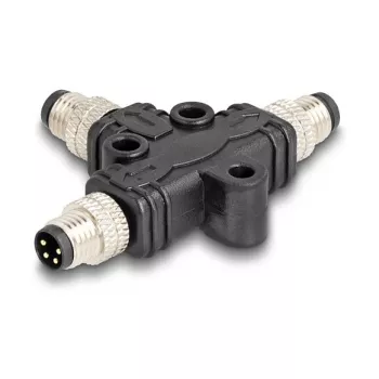 Kaapelinsplitteri DeLOCK M8 T-splitteri A-koodattu 4-pin 1 × liitin 2 × liittimeen