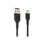 Punottu USB-C - USB-A -kaapeli 15 cm musta