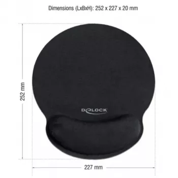 Delock ergonominen hiirimatto rannetuki musta 252x227 mm