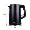 IDEAL vedenkeitin 1,7 l, teräskotelo, teho 1500 W, musta