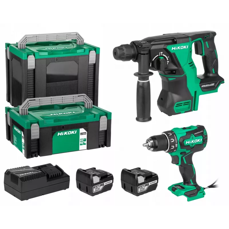 Akkuruuvinväännin Hikoki akkusarja 18 V DS18DBS+DH18DBL 2 x 5 Ah akulla