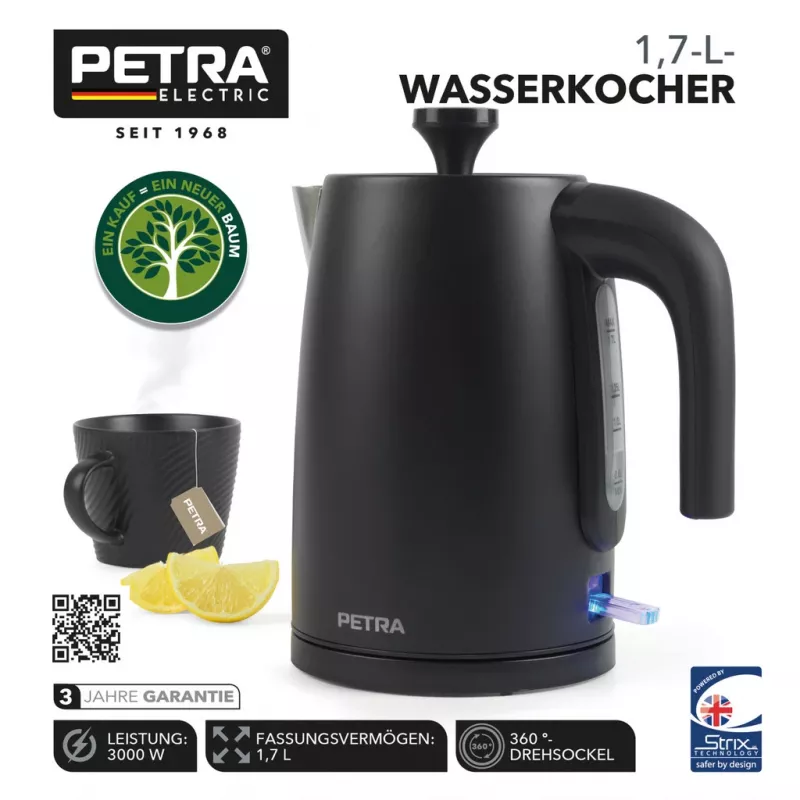 Vedenkeitin Petra 1,7 l 3 kW mattamusta