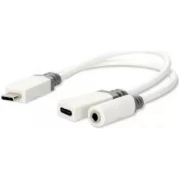 Nedis USB-C™-adapteri | USB 2.0 | USB-C™-uros USB-C™-naaras / 3,5 mm naaras | 0,10 m | pyöreä | kullattu | PVC | valkoinen | laatikko