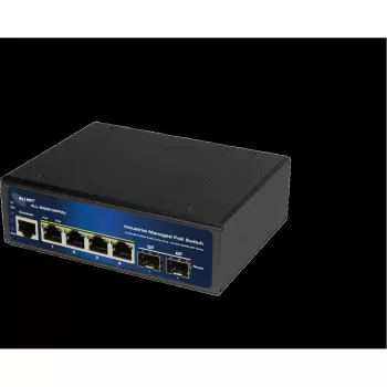 Teollisuus-PoE-kytkin ALLNET ALL-SGI8106PMJ-BT — 6-porttinen (4 PoE+), tukeva metallikotelo