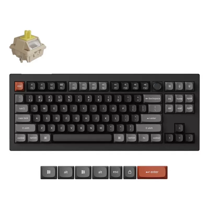 Mekaaninen näppäimistö Keychron V3 Ultra 8K — johdollinen & Bluetooth, QWERTY-asettelu, RGB LED, musta