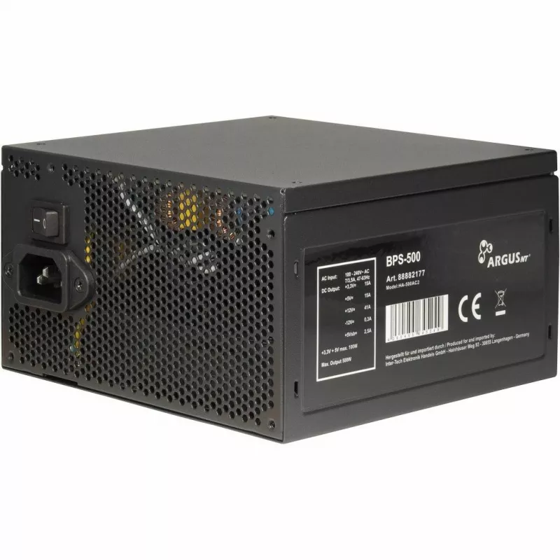 Inter-Tech ArgusNT BPS-500 virtalähde 500 W 20+4 pin ATX ATX musta