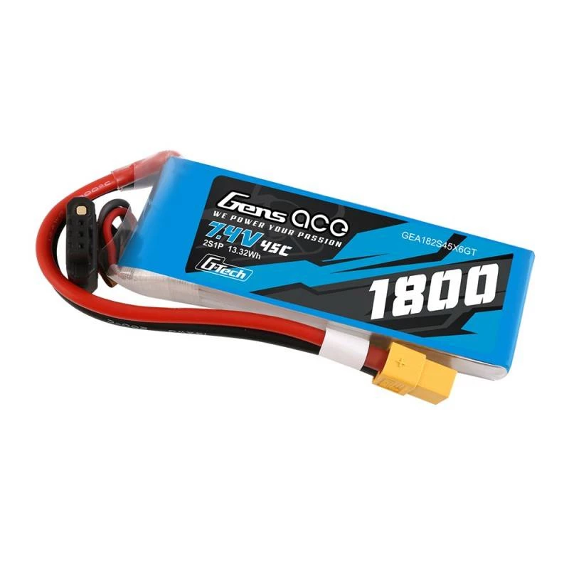GensAce G-Tech LiPo 1800mAh 7.4V 45C 2S1P XT60 -akku
