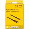 Delock - kaapeli Lightning kuulokeliitäntään - Lightning uros mini-phone stereo 3,5 mm uros - 50cm - musta, punainen (86586)