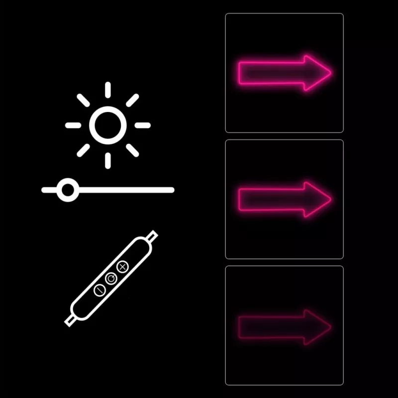 Neonvalo nuoli seinävalaisin MANTA SNL107PK – pinkki koristeellinen LED-nuolikyltti