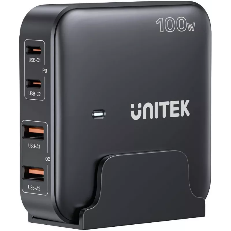 Unitek pöytälaturi P1229ABK01-EU 100 W 2× USB-A ja 2× USB-C