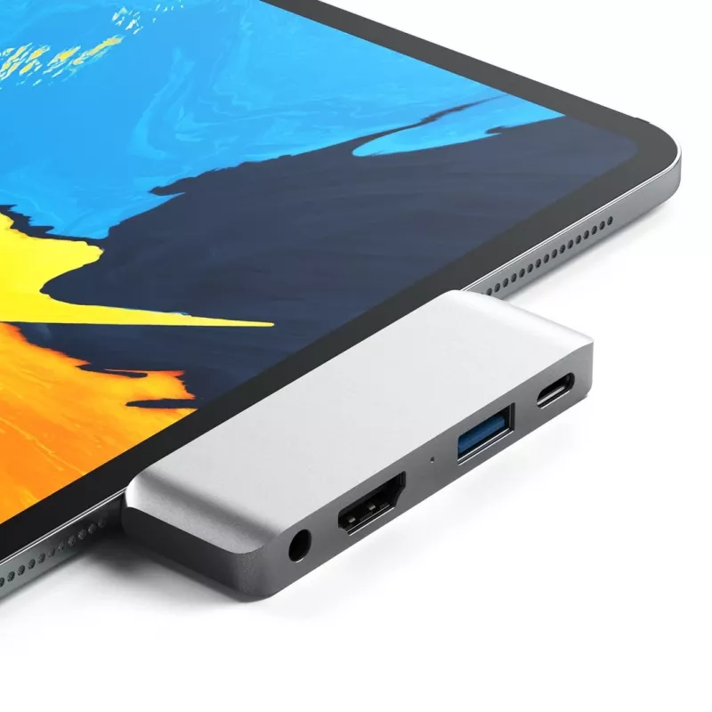 Satechi Aluminium USB-C-keskitin iPad Pro hopea