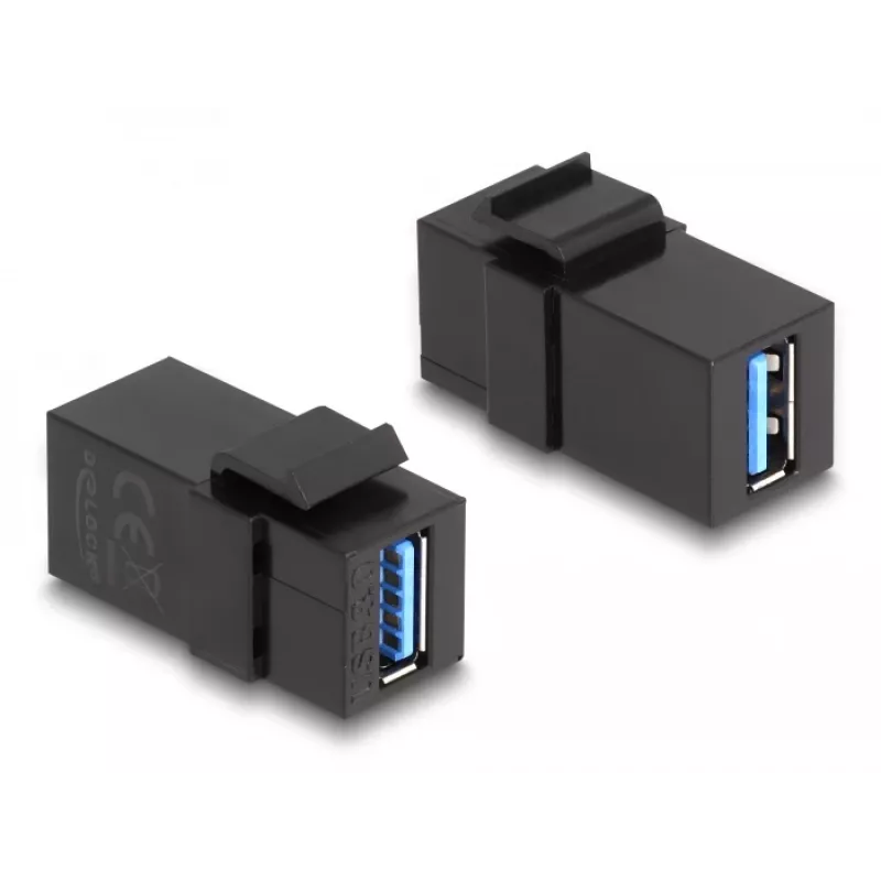 DeLOCK Keystone-moduuli USB 3.0 A naaras - A naaras musta 1:1