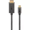 USB-punottu adapterikaapeli, USB-C-uros > HDMI-uros, 4K / 60 Hz (musta/hopea, 2 metriä)