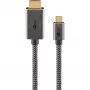 USB-punottu adapterikaapeli, USB-C-uros > HDMI-uros, 4K / 60 Hz (musta/hopea, 2 metriä)