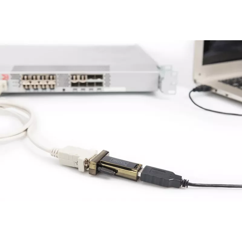 DIGITUS USB 2.0 -sarjaporttisovitin DSUB 9M sis. USB-A-kaapeli 80 cm FTDI-piirisarja USB 2.0 - RS232 (FT232RL)