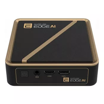 Barebone-työpöytätietokone Sapphire EDGE AI 350 DDR5-muistituella ja HDMI-lähdöllä