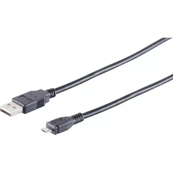 USB-kaapeli S/CONN 14-11015 0,5 m USB-A - Micro-USB-B musta