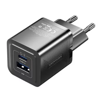 Vention FEQB0-EU sisätiloihin tarkoitettu AC-pikalaturi 30W, 1x USB-C, musta — älypuhelimelle, tabletille, älykellolle, kuulokkeille