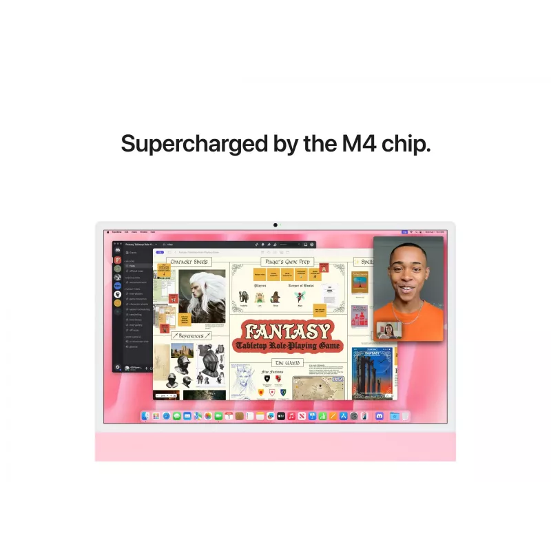 Apple iMac 24" Retina 4.5K kaikki yhdessä -tietokone M4 (8-ytiminen CPU, 8-ytiminen GPU), 16 GB RAM, 256 GB SSD, saksalainen näppäimistö, Magic Mouse, ei Gigabit Ethernetiä, pinkki (MWUG3D/A)