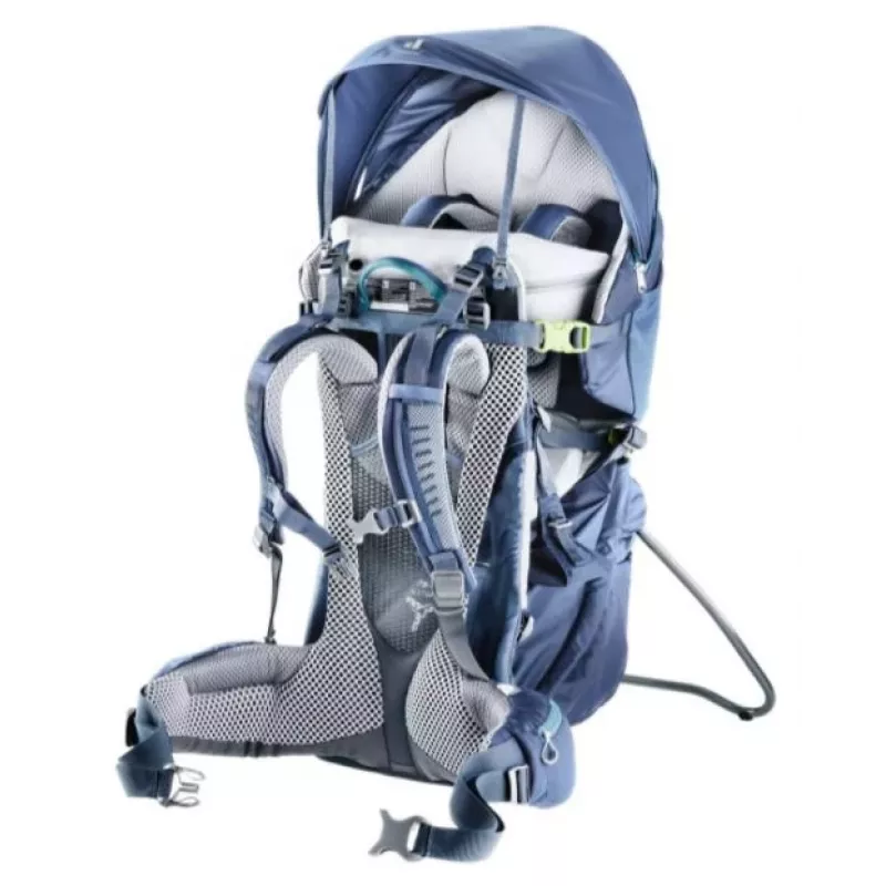 Vauvan kantoreppu Deuter Kid Comfort Pro, sininen, polyamidi, max. 22 kg, aurinkosuoja, sivutasku