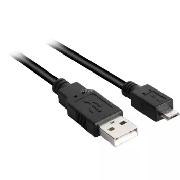 USB 2.0 kaapeli, USB-A uros > Micro-USB uros musta, 0,5 metriä, kaksinkertaisesti suojattu