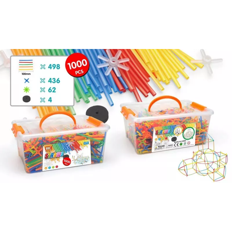 Rakennuspalikat Ascato Askato Little Straws 1000 kpl — rakennuslelusarja, 1000 osaa