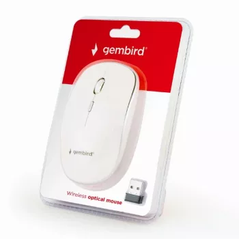 Langaton hiiri GEMBIRD MUSW-4B-01-W, molempikätinen, optinen 1600 DPI, 4 painiketta, RF Wireless, valkoinen