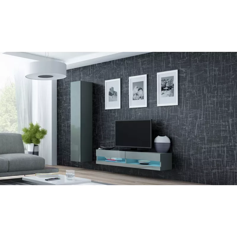 Cama TV-taso VIGO new 30/140/40 harmaa/harmaa kiiltävä