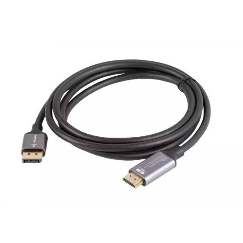 Lanberg CA-DPHD-20CU-0018-BK videokaapeliadapteri 1,8 m DisplayPort HDMI Type-A (standardi) musta, hopea