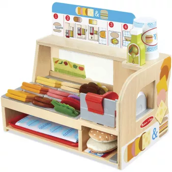 Melissa & Doug puinen voileipätiski leikkelemakoneella – 56-osainen leikkiruokasarja – FSC-sertifioitu