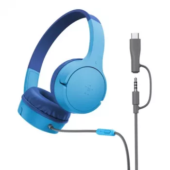 On-Ear-kuulokkeet Belkin SoundForm Mini johdollinen 3,5 mm USB-C sininen