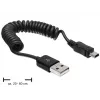 DeLOCK 83164 USB 2.0 -kierrekaapeli, USB-A - Mini-USB B, 0,6 m, musta