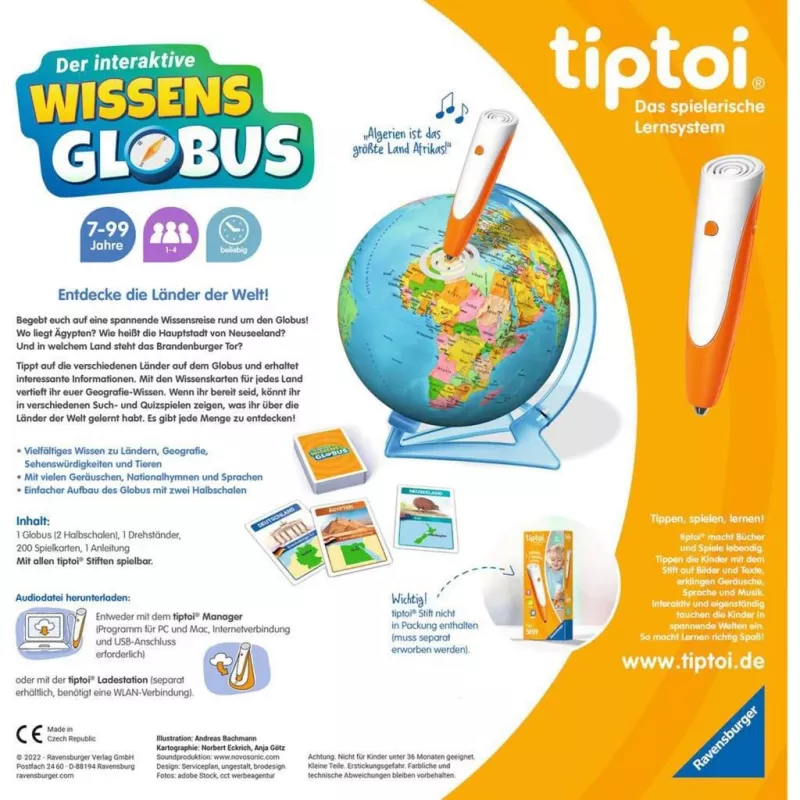 Ravensburger tiptoi Interaktiver Wissens-Globus oppimislelu