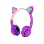Langaton kuulokemikrofoni Bluetooth 5.0 LED lapsille violetti korvat