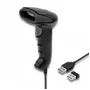 Käsikäyttöinen viivakoodinlukija QOLTEC 50868 — 1D/2D-laserskanneri, USB johdollinen ja langaton, työskentelyetäisyys 600 mm, musta
