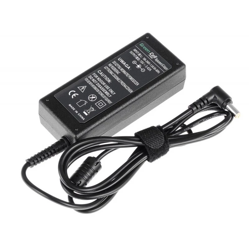 Virtalähde Green Cell AD01P — 60 W, 19 V 3,42 A, kannettavan virtalähde sisäkäyttöön, musta