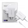 Qoltec 51039 65 W USB-C PD -virtalähde, 5–20,3 V, 2–3,25 A, sisäänrakennettu USB-C-kaapeli, valkoinen