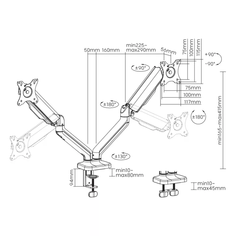 Sbox pöytäteline LCD-S024-2 (17-32/2x2-9kg/100x100)
