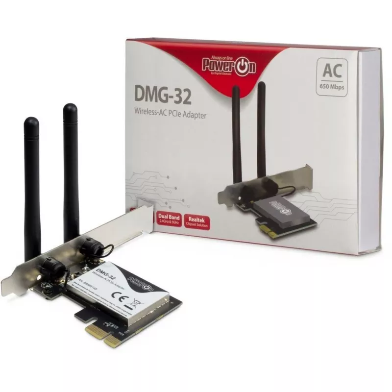 Inter-Tech DMG-32 - sisäinen - langaton - PCI Express - Wi-Fi - 650 Mbit/s - musta - hopea (88888148)