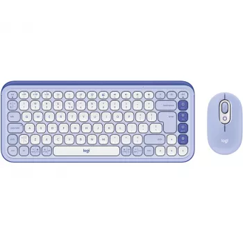 Logitech POP Icon Combo - näppäimistö- ja hiirisarja - langaton - Bluetooth LE - QWERTY - US International - lila, luonnonvalkoinen (920-013078)