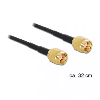 DeLOCK 88475 koaksiaalikaapeli 0,32 m RP-SMA kulta musta