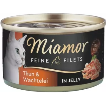 Märkäruoka kissoille Miamor Feine Filets 100 g — viiriäinen & tonnikala, aikuiset kissat, helposti avattava tölkki