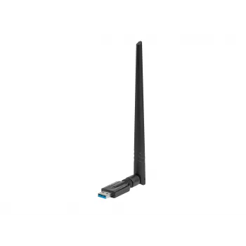 Sisäinen WLAN-kortti LANBERG NC-1200-WIE — dualband-USB-WLAN-sovitin, RTL8812BU, jopa 1200 Mbit/s, ulkoiset 2x2-antennit (5 dBi), musta