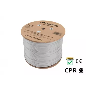 Verkkokaapeli LANBERG LCUF6L-11CU-0305-S U/FTP Cat6a kelalla, 305 m, 23 AWG, 500 MHz, harmaa