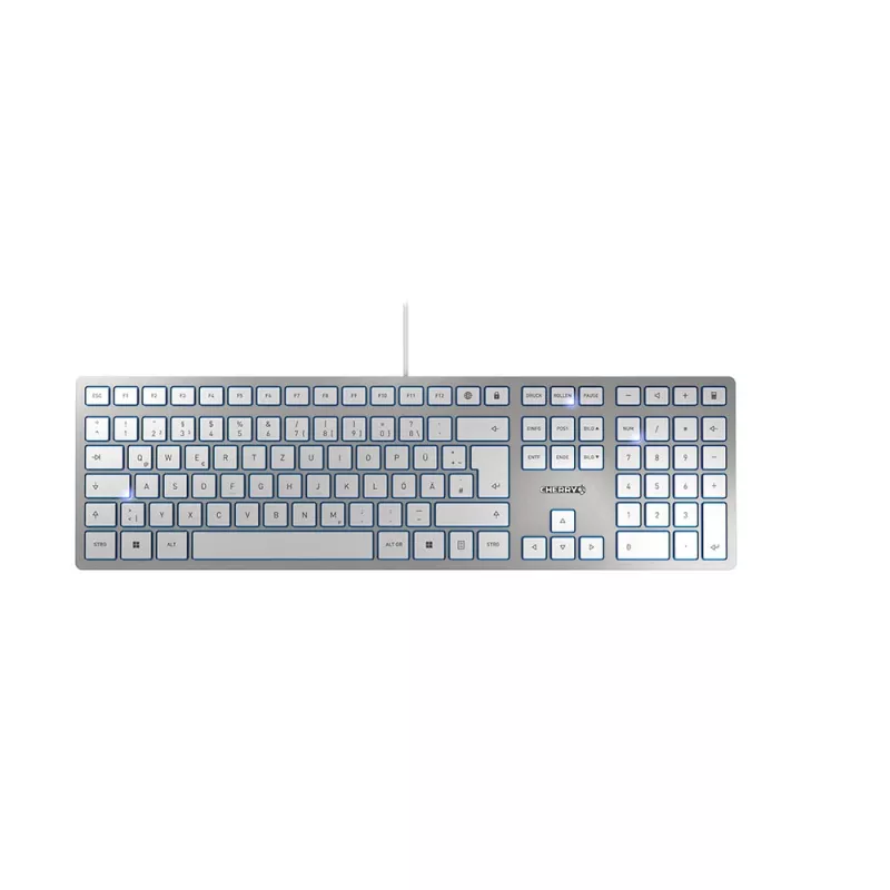 CHERRY KC 6000 -näppäimistö ohut yleiskäyttöön USB QWERTZ saksa hopea