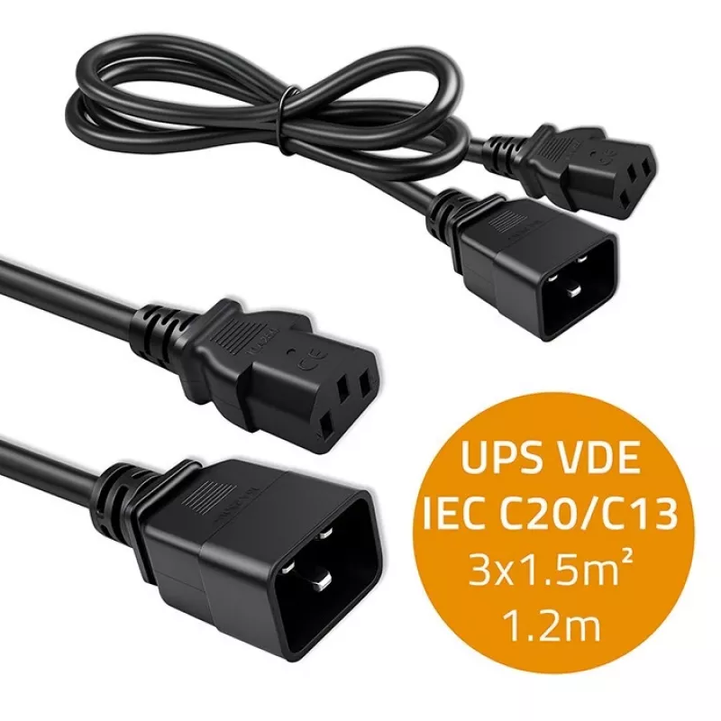 Virtakaapeli Qoltec 53991 musta 1,2 m C20 C13 liitin