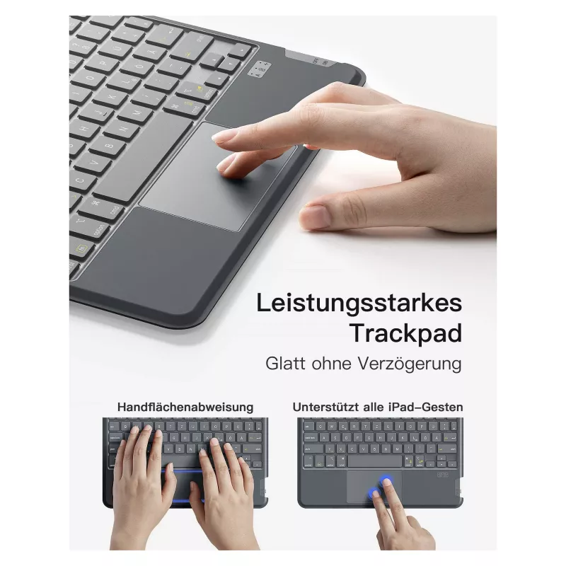 inateck näppäimistö iPad 11 iPad 10. gen. yhteensopiva QWERTZ harmaa